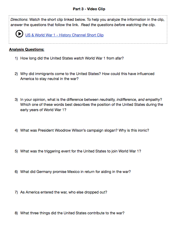 Historical Context United States and World War 1 New Visions