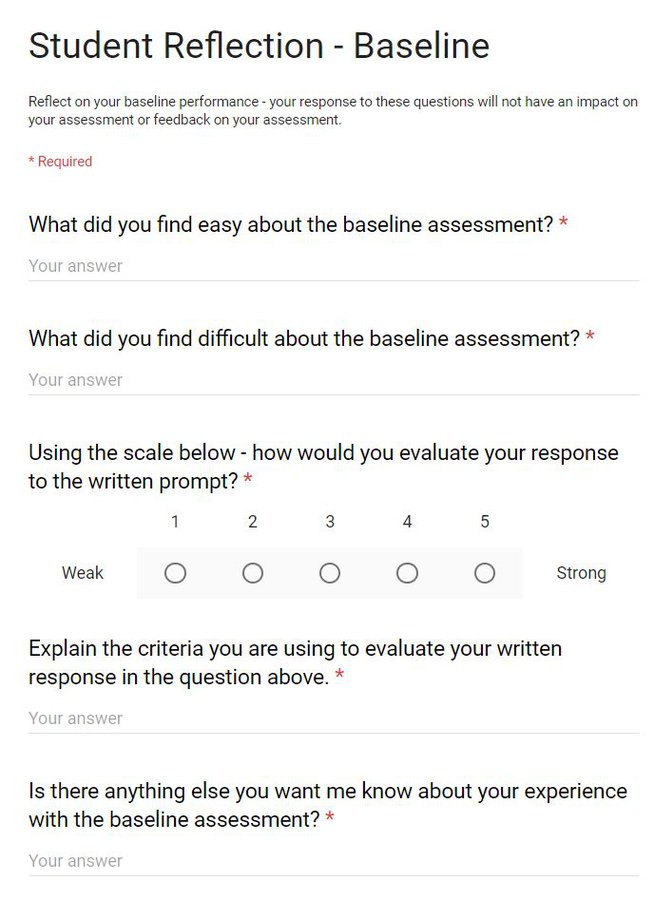 US History Baseline Assessment Student Reflection New Visions Social Studies